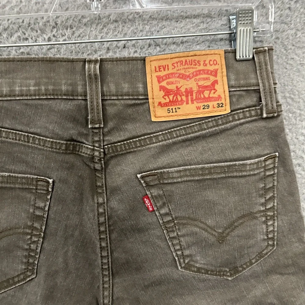 Levis Jeans Mens 29x32 Green 511 Slim Straight American Stretch Red Tab Adult